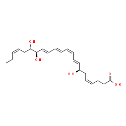 ChemSpider 2D Image | (4Z,7R,8E,10Z,12E,14E,16R,17S,19Z)-7,16,17-Trihydroxy-4,8,10,12,14,19-docosahexaenoic acid | C22H32O5
