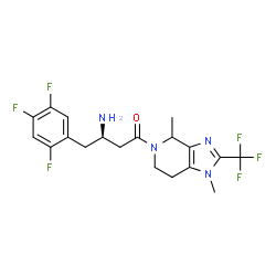 ChemSpider 2D Image | (3R)-3-Amino-1-[1,4-dimethyl-2-(trifluoromethyl)-1,4,6,7-tetrahydro-5H-imidazo[4,5-c]pyridin-5-yl]-4-(2,4,5-trifluorophenyl)-1-butanone | C19H20F6N4O