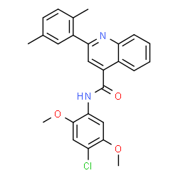 ChemSpider 2D Image | N-(4-Chloro-2,5-dimethoxyphenyl)-2-(2,5-dimethylphenyl)-4-quinolinecarboxamide | C26H23ClN2O3