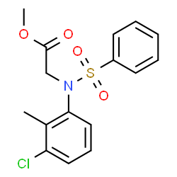 ChemSpider 2D Image | Methyl N-(3-chloro-2-methylphenyl)-N-(phenylsulfonyl)glycinate | C16H16ClNO4S