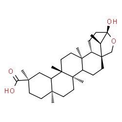 ChemSpider 2D Image | (1R,5R,8S,11R,14S,17R,18S,21S,24R)-21-Hydroxy-5,8,11,14,17,24-hexamethyl-22-oxahexacyclo[19.2.1.0~1,18~.0~4,17~.0~5,14~.0~8,13~]tetracosane-11-carboxylic acid | C30H48O4