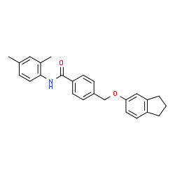ChemSpider 2D Image | 4-[(2,3-Dihydro-1H-inden-5-yloxy)methyl]-N-(2,4-dimethylphenyl)benzamide | C25H25NO2