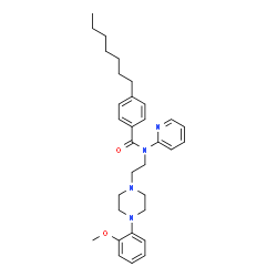 ChemSpider 2D Image | 4-Heptyl-N-{2-[4-(2-methoxyphenyl)-1-piperazinyl]ethyl}-N-(2-pyridinyl)benzamide | C32H42N4O2
