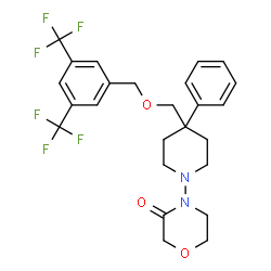 ChemSpider 2D Image | 4-[4-({[3,5-Bis(trifluoromethyl)benzyl]oxy}methyl)-4-phenyl-1-piperidinyl]-3-morpholinone | C25H26F6N2O3