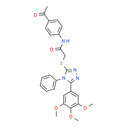 ChemSpider 2D Image | N-(4-Acetylphenyl)-2-{[4-phenyl-5-(3,4,5-trimethoxyphenyl)-4H-1,2,4-triazol-3-yl]sulfanyl}acetamide | C27H26N4O5S