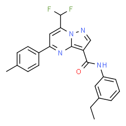 ChemSpider 2D Image | 7-(Difluoromethyl)-N-(3-ethylphenyl)-5-(4-methylphenyl)pyrazolo[1,5-a]pyrimidine-3-carboxamide | C23H20F2N4O
