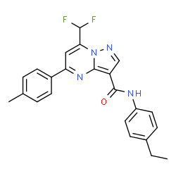 ChemSpider 2D Image | 7-(Difluoromethyl)-N-(4-ethylphenyl)-5-(4-methylphenyl)pyrazolo[1,5-a]pyrimidine-3-carboxamide | C23H20F2N4O