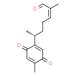 ChemSpider 2D Image | (2Z,6R)-2-Methyl-6-(4-methyl-3,6-dioxo-1,4-cyclohexadien-1-yl)-2-heptenal | C15H18O3