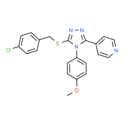 ChemSpider 2D Image | 4-{5-[(4-Chlorobenzyl)sulfanyl]-4-(4-methoxyphenyl)-4H-1,2,4-triazol-3-yl}pyridine | C21H17ClN4OS