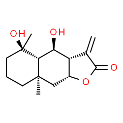 ChemSpider 2D Image | (3aS,4S,4aS,5R,8aR,9aR)-4,5-Dihydroxy-5,8a-dimethyl-3-methylenedecahydronaphtho[2,3-b]furan-2(3H)-one | C15H22O4