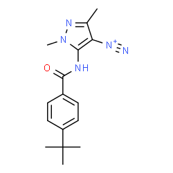 ChemSpider 2D Image | 1,3-Dimethyl-5-{[4-(2-methyl-2-propanyl)benzoyl]amino}-1H-pyrazole-4-diazonium | C16H20N5O