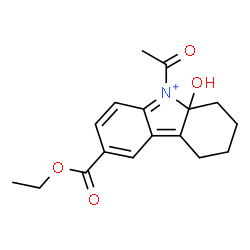 ChemSpider 2D Image | 9-Acetyl-6-(ethoxycarbonyl)-9a-hydroxy-2,3,4,9a-tetrahydro-1H-carbazolium | C17H20NO4