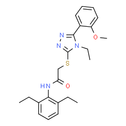 ChemSpider 2D Image | N-(2,6-Diethylphenyl)-2-{[4-ethyl-5-(2-methoxyphenyl)-4H-1,2,4-triazol-3-yl]sulfanyl}acetamide | C23H28N4O2S