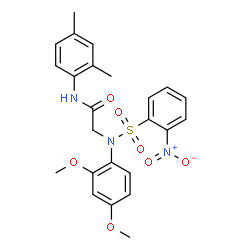ChemSpider 2D Image | N~2~-(2,4-Dimethoxyphenyl)-N-(2,4-dimethylphenyl)-N~2~-[(2-nitrophenyl)sulfonyl]glycinamide | C24H25N3O7S