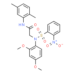 ChemSpider 2D Image | N~2~-(2,4-Dimethoxyphenyl)-N-(2,5-dimethylphenyl)-N~2~-[(2-nitrophenyl)sulfonyl]glycinamide | C24H25N3O7S