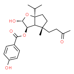ChemSpider 2D Image | (2R,3R,4R,6aR)-2-Hydroxy-6a-isopropyl-4-methyl-4-(3-oxobutyl)hexahydro-2H-cyclopenta[b]furan-3-yl 4-hydroxybenzoate | C22H30O6