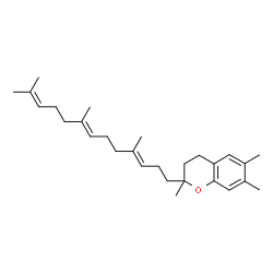 ChemSpider 2D Image | 2,6,7-Trimethyl-2-[(3E,7E)-4,8,12-trimethyl-3,7,11-tridecatrien-1-yl]chromane | C28H42O