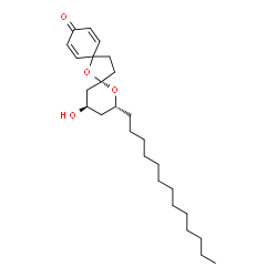 ChemSpider 2D Image | (2R,4R,6S)-4-Hydroxy-2-tridecyl-1,7-dioxadispiro[5.1.5.2]pentadeca-9,12-dien-11-one | C26H42O4