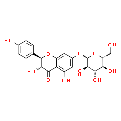 ChemSpider 2D Image | (2R,3R)-3,5-Dihydroxy-2-(4-hydroxyphenyl)-4-oxo-3,4-dihydro-2H-chromen-7-yl beta-D-glucopyranoside | C21H22O11