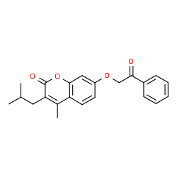 ChemSpider 2D Image | 3-Isobutyl-4-methyl-7-(2-oxo-2-phenylethoxy)-2H-chromen-2-one | C22H22O4
