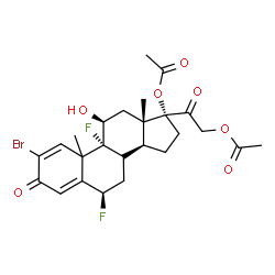 ChemSpider 2D Image | (6beta,8xi,10xi,11beta)-2-Bromo-6,9-difluoro-11-hydroxy-3,20-dioxopregna-1,4-diene-17,21-diyl diacetate | C25H29BrF2O7