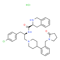 ChemSpider 2D Image | (3S)-N-[(2R)-1-(4-Chlorophenyl)-3-(4-{2-[(2-oxo-1-pyrrolidinyl)methyl]phenyl}-1-piperidinyl)-2-propanyl]-1,2,3,4-tetrahydro-3-isoquinolinecarboxamide hydrochloride (1:1) | C35H42Cl2N4O2