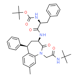 ChemSpider 2D Image | 2-Methyl-2-propanyl [(2S)-1-{[(3R,5R)-8-methyl-1-{2-[(2-methyl-2-propanyl)amino]-2-oxoethyl}-2-oxo-5-phenyl-2,3,4,5-tetrahydro-1H-1-benzazepin-3-yl]amino}-1-oxo-3-phenyl-2-propanyl]carbamate | C37H46N4O5