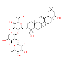 ChemSpider 2D Image | (8xi,9xi,10xi,17xi,18xi)-22,24-Dihydroxyolean-12-en-3-yl 6-deoxy-alpha-L-mannopyranosyl-(1->2)-alpha-L-arabinopyranosyl-(1->2)-beta-D-glucopyranosiduronic acid | C47H76O17