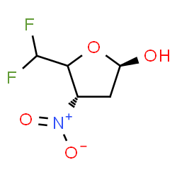 ChemSpider 2D Image | (4xi)-2,3,5-Trideoxy-5,5-difluoro-3-nitro-beta-D-glycero-pentofuranose | C5H7F2NO4