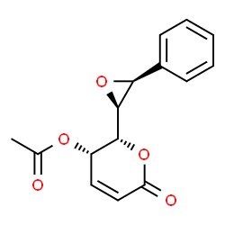 ChemSpider 2D Image | (2R,3S)-6-Oxo-2-[(2S,3S)-3-phenyl-2-oxiranyl]-3,6-dihydro-2H-pyran-3-yl acetate | C15H14O5