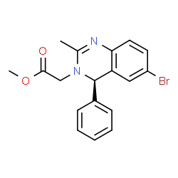 ChemSpider 2D Image | Methyl [(4R)-6-bromo-2-methyl-4-phenyl-3(4H)-quinazolinyl]acetate | C18H17BrN2O2
