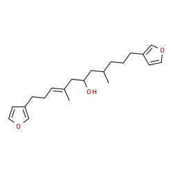 ChemSpider 2D Image | (3E)-1,11-Di(3-furyl)-4,8-dimethyl-3-undecen-6-ol | C21H30O3