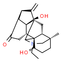 ChemSpider 2D Image | (1R,2R,5S,7R,9S,13R,16S,17R)-11-Ethyl-7,16-dihydroxy-13-methyl-6-methylene-11-azahexacyclo[7.7.2.1~5,8~.0~1,10~.0~2,8~.0~13,17~]nonadecan-4-one | C22H31NO3