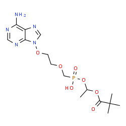 ChemSpider 2D Image | 1-{[({2-[(6-Amino-9H-purin-9-yl)oxy]ethoxy}methyl)(hydroxy)phosphoryl]oxy}ethyl pivalate | C15H24N5O7P