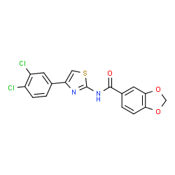 ChemSpider 2D Image | N-[4-(3,4-Dichlorophenyl)-1,3-thiazol-2-yl]-1,3-benzodioxole-5-carboxamide | C17H10Cl2N2O3S