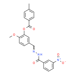 ChemSpider 2D Image | 2-Methoxy-5-{[(3-nitrobenzoyl)hydrazono]methyl}phenyl 4-methylbenzoate | C23H19N3O6