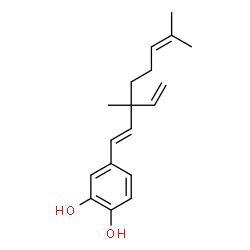 ChemSpider 2D Image | 4-[(1E)-3,7-Dimethyl-3-vinyl-1,6-octadien-1-yl]-1,2-benzenediol | C18H24O2