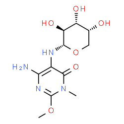 ChemSpider 2D Image | N-(4-Amino-2-methoxy-1-methyl-6-oxo-1,6-dihydro-5-pyrimidinyl)-alpha-D-arabinopyranosylamine | C11H18N4O6