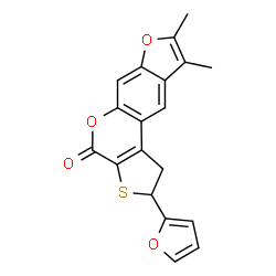 ChemSpider 2D Image | 2-(2-Furyl)-8,9-dimethyl-1,2-dihydro-4H-furo[3,2-g]thieno[2,3-c]chromen-4-one | C19H14O4S