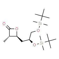 ChemSpider 2D Image | (3S,4S)-4-[(2S)-2,3-Bis{[dimethyl(2-methyl-2-propanyl)silyl]oxy}propyl]-3-methyl-2-oxetanone | C19H40O4Si2