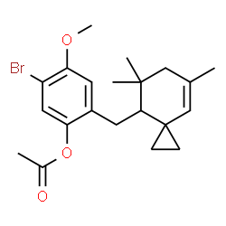 ChemSpider 2D Image | 5-Bromo-4-methoxy-2-[(5,5,7-trimethylspiro[2.5]oct-7-en-4-yl)methyl]phenyl acetate | C21H27BrO3