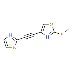 ChemSpider 2D Image | 2-(Methylsulfanyl)-4-(1,3-thiazol-2-ylethynyl)-1,3-thiazole | C9H6N2S3