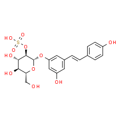 ChemSpider 2D Image | 3-Hydroxy-5-[(E)-2-(4-hydroxyphenyl)vinyl]phenyl 2-O-sulfo-beta-D-glucopyranoside | C20H22O11S