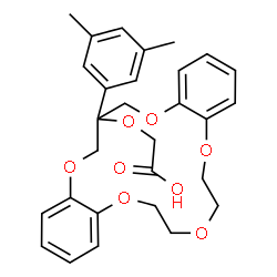 ChemSpider 2D Image | {[18-(3,5-Dimethylphenyl)-6,7,9,10,18,19-hexahydro-17H-dibenzo[b,k][1,4,7,10,13]pentaoxacyclohexadecin-18-yl]oxy}acetic acid | C29H32O8