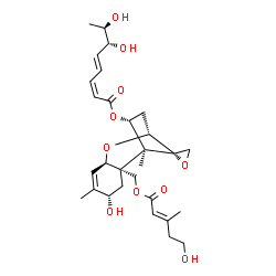 ChemSpider 2D Image | (4alpha,8alpha)-8-Hydroxy-15-{[(2E)-5-hydroxy-3-methyl-2-pentenoyl]oxy}-12,13-epoxytrichothec-9-en-4-yl (2Z,4E,6R,7R)-6,7-dihydroxy-2,4-octadienoate | C29H40O10