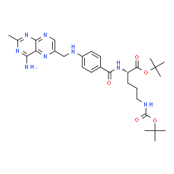 ChemSpider 2D Image | 2-Methyl-2-propanyl N~2~-(4-{[(4-amino-2-methyl-6-pteridinyl)methyl]amino}benzoyl)-N~5~-{[(2-methyl-2-propanyl)oxy]carbonyl}-L-ornithinate | C29H40N8O5