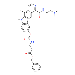 ChemSpider 2D Image | Benzyl N-{[(1-{[2-(dimethylamino)ethyl]carbamoyl}-5,6-dimethyl-6H-pyrido[4,3-b]carbazol-9-yl)oxy]carbonyl}-beta-alaninate | C33H35N5O5