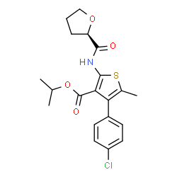ChemSpider 2D Image | Isopropyl 4-(4-chlorophenyl)-5-methyl-2-{[(2R)-tetrahydro-2-furanylcarbonyl]amino}-3-thiophenecarboxylate | C20H22ClNO4S