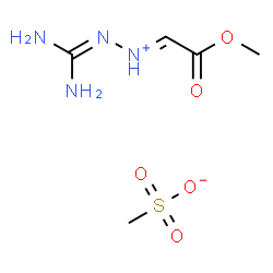 ChemSpider 2D Image | (1E)-2-(Diaminomethylene)-1-(2-methoxy-2-oxoethylidene)hydrazinium methanesulfonate | C5H12N4O5S