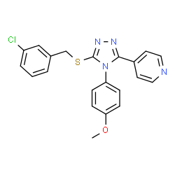 ChemSpider 2D Image | 4-{5-[(3-Chlorobenzyl)sulfanyl]-4-(4-methoxyphenyl)-4H-1,2,4-triazol-3-yl}pyridine | C21H17ClN4OS